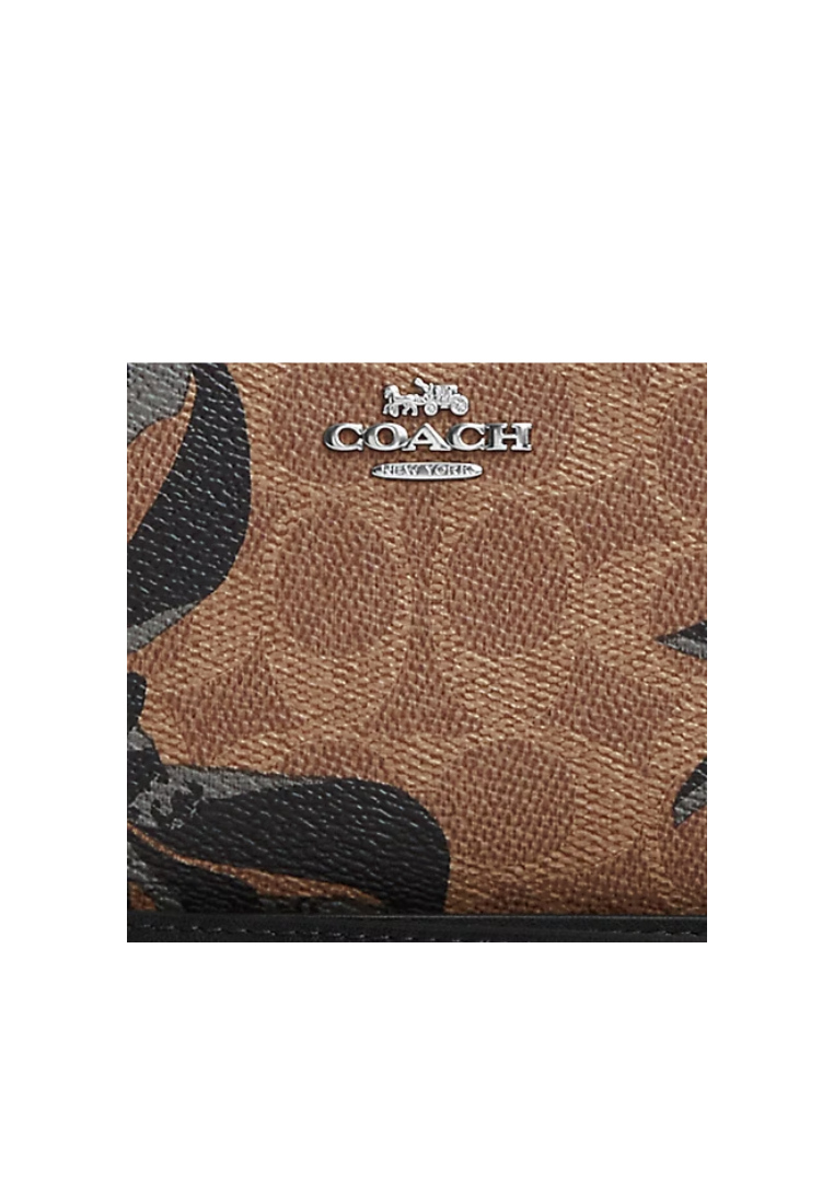 Coach Long Zip Around Wallet With Bow Print In Black Multi CZ326