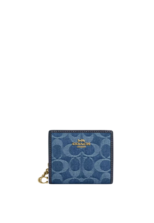 ( PREORDER ) Coach Snap In Signature Denim Wallet In Indigo CDL51