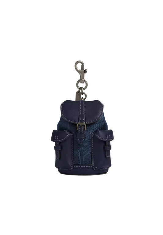 ( PREORDER ) Coach Mini Warner Backpack In Signature Canvas Charm In Midnight Navy CBK66