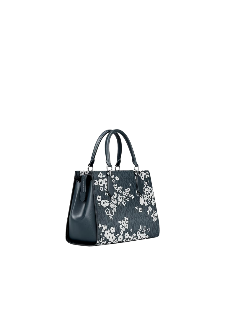 Michael Kors Marilyn Medium Satchel Bag Printed Signature Logo In Admiral 35S6S6AS2Y