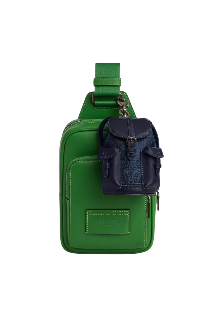 ( PREORDER ) Coach Mini Warner Backpack In Signature Canvas Charm In Midnight Navy CBK66