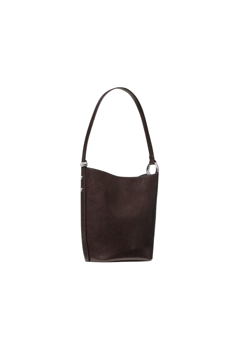 ( PREORDER ) Kate Spade Halo Glazed Leather Bucket Bag In Hot Fudge KM255