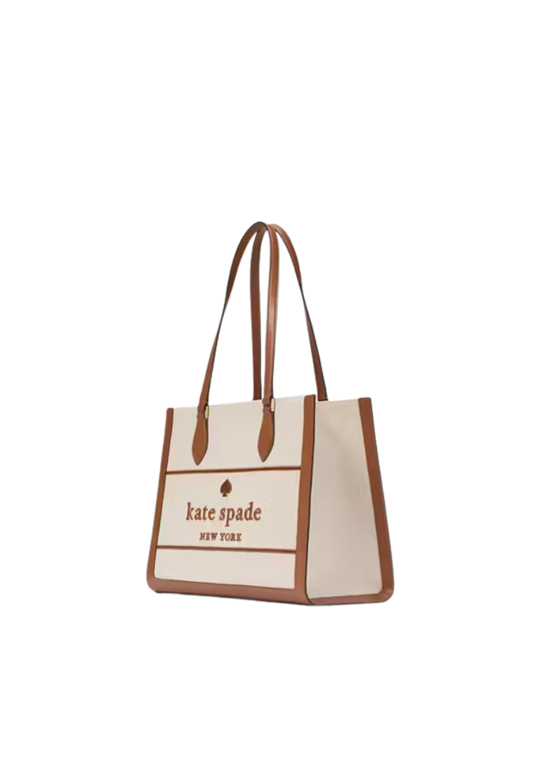 ( PREORDER ) Kate Spade Ellie Canvas Large Tote Bag In Warm GingerBread Multi KK097