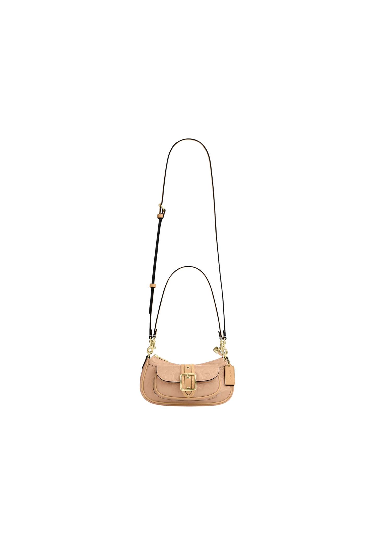 Coach Ashton Mini Shoulder Bag Signature Patent Leather In Faded Blush CEN11