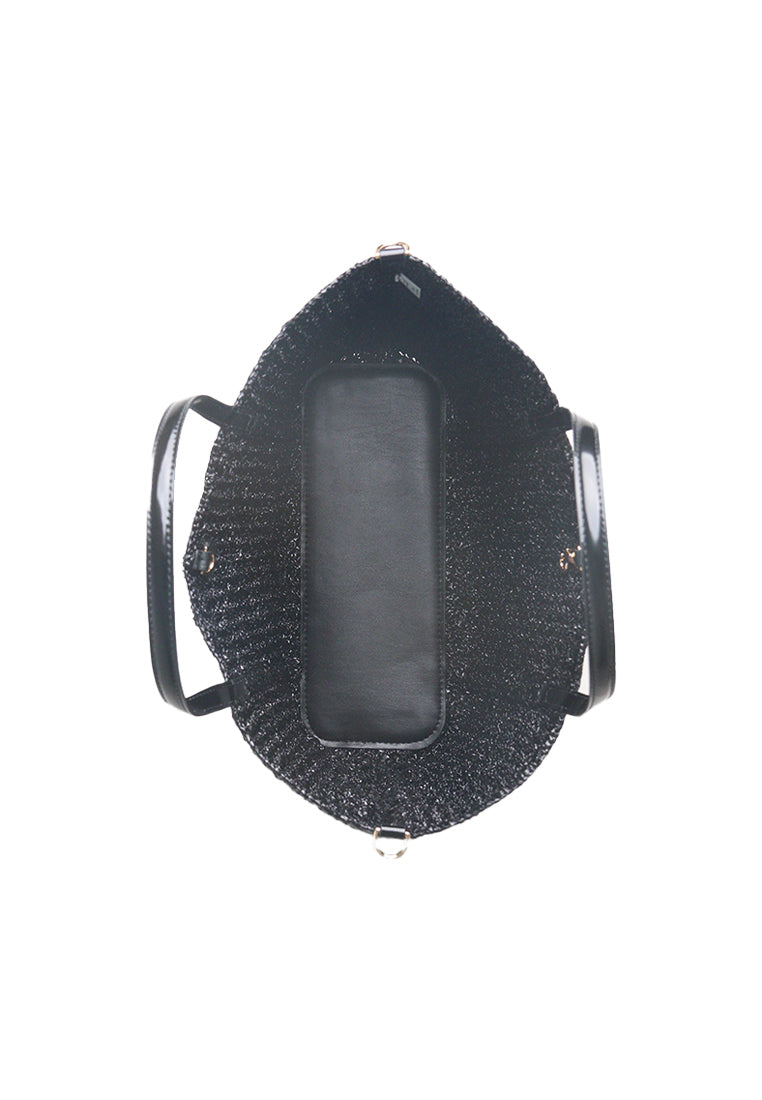Tory Burch Raffia Tote Bag In Black 175222