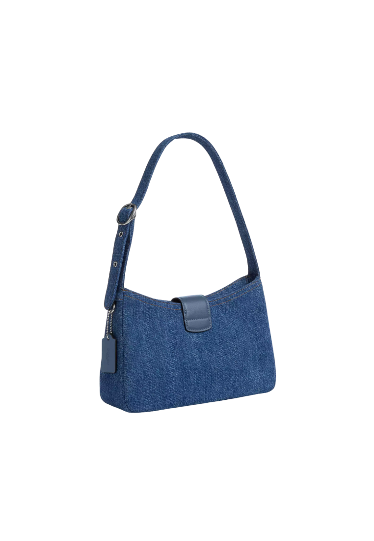 ( PREORDER ) Coach Eliza In Signature Denim Shoulder Bag In Denim Silver CAK45