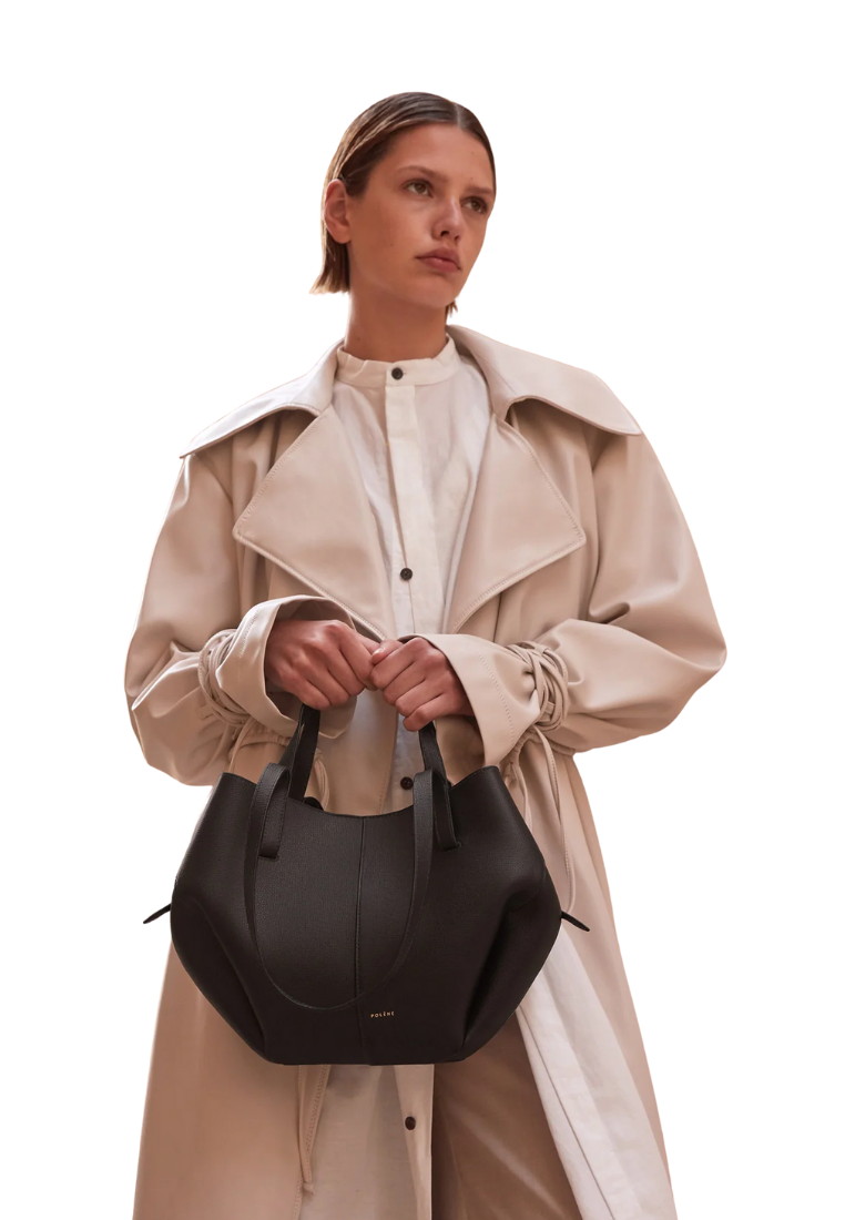( PREORDER ) Polene Cyme Mini Shoulder Bag In Textured Black