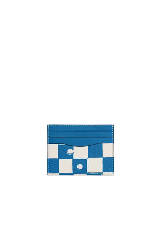 Coach Slim Id Card Case With Checkerboard Print In Bluejay Chalk CR396