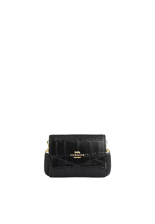 Coach Mini Envelope Wallet With Strap In Black CU175