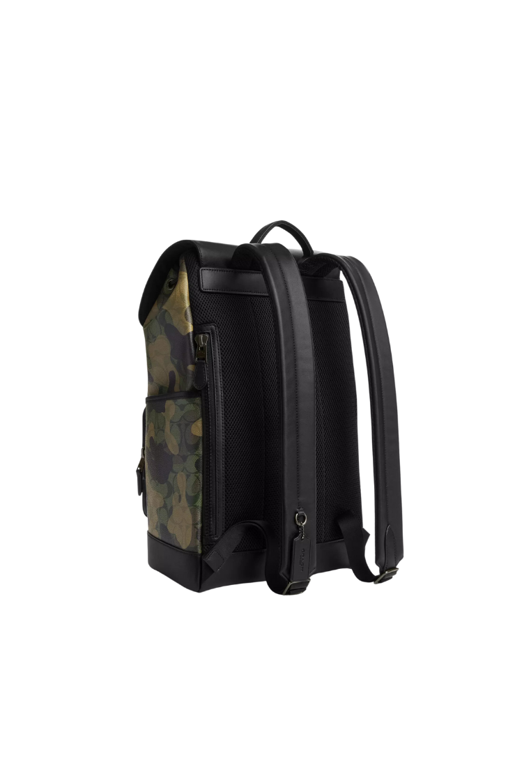 ( PREORDER ) Coach Track Backpack Signature Canvas With Camo Print In Gunmetal Green Multi CL943