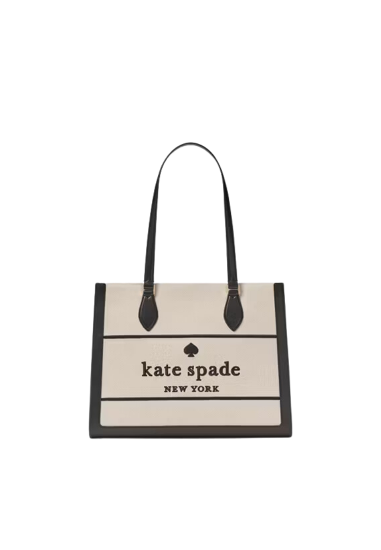 ( PREORDER ) Kate Spade Ellie Canvas Large Tote Bag In Black Multi KK097