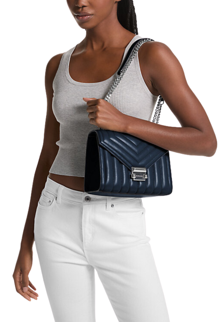 Michael Kors Whitney Medium Quilted Shoulder Bag In Navy 35R4SWHL6U