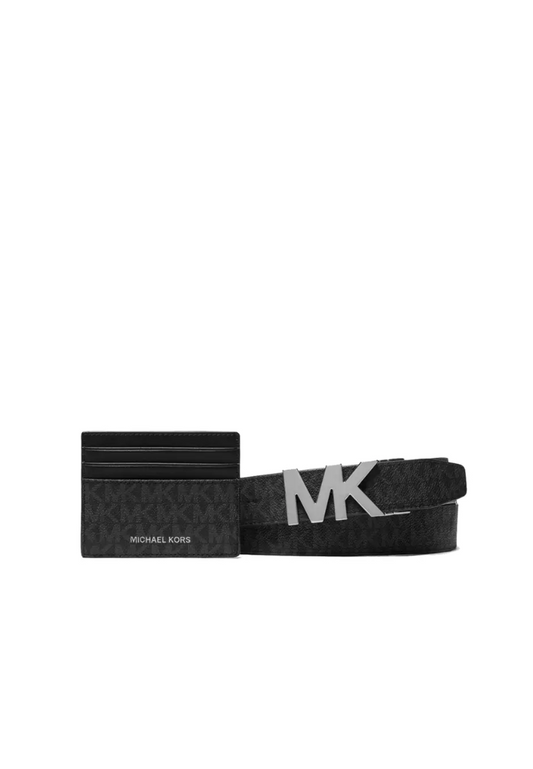 Michael Kors Belt Gift Set Card Case Signature Logo In Black 36S4LGFY6B