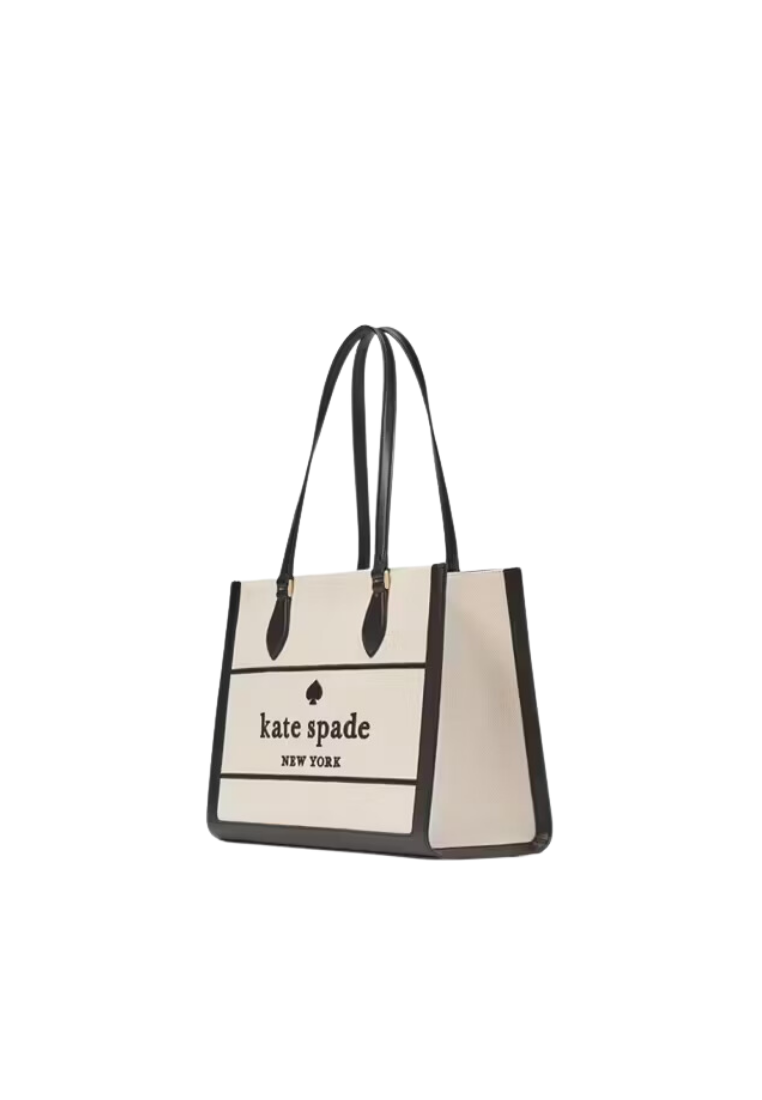 ( PREORDER ) Kate Spade Ellie Canvas Large Tote Bag In Black Multi KK097