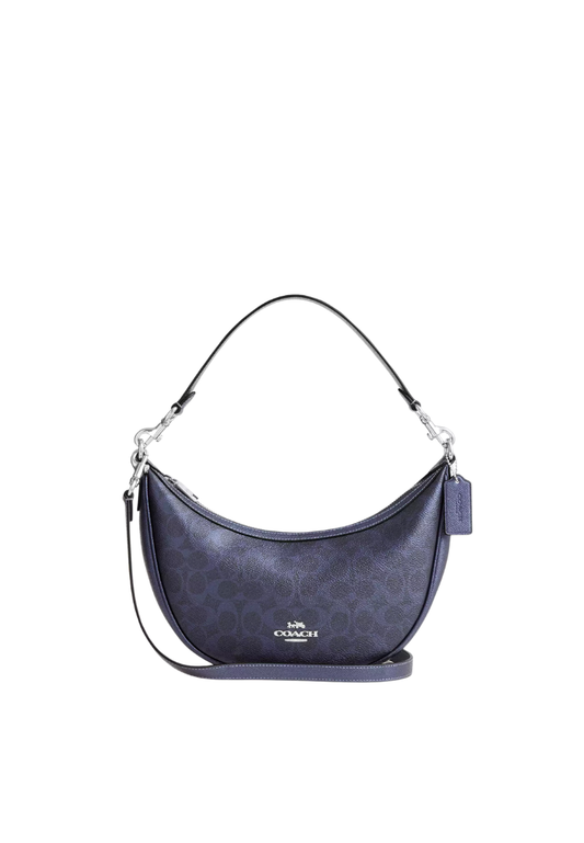 ( PREORDER ) Coach Aria In Signature Canvas Shoulder Bag In Blue Navy CCL27