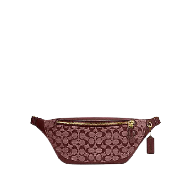Coach Warren Belt Bag CG994 With Signature Chambray In Chambray Brass/ Wine