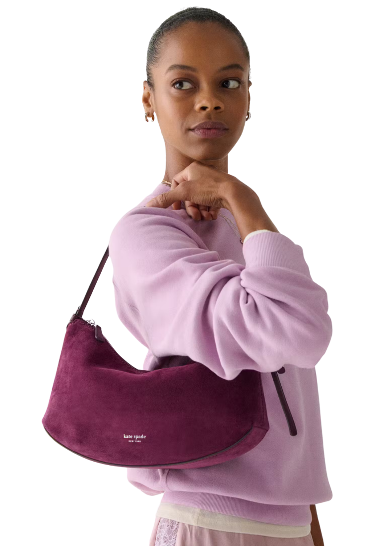 ( PREORDER ) Kate Spade Loop Suede Shoulder Bag In Purple Agate KM484