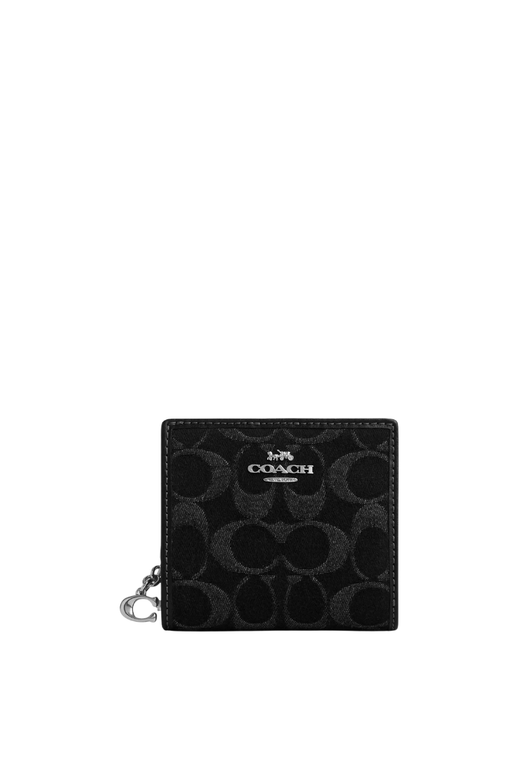 ( PREORDER ) Coach Snap In Signature Denim Wallet In Black CDF22
