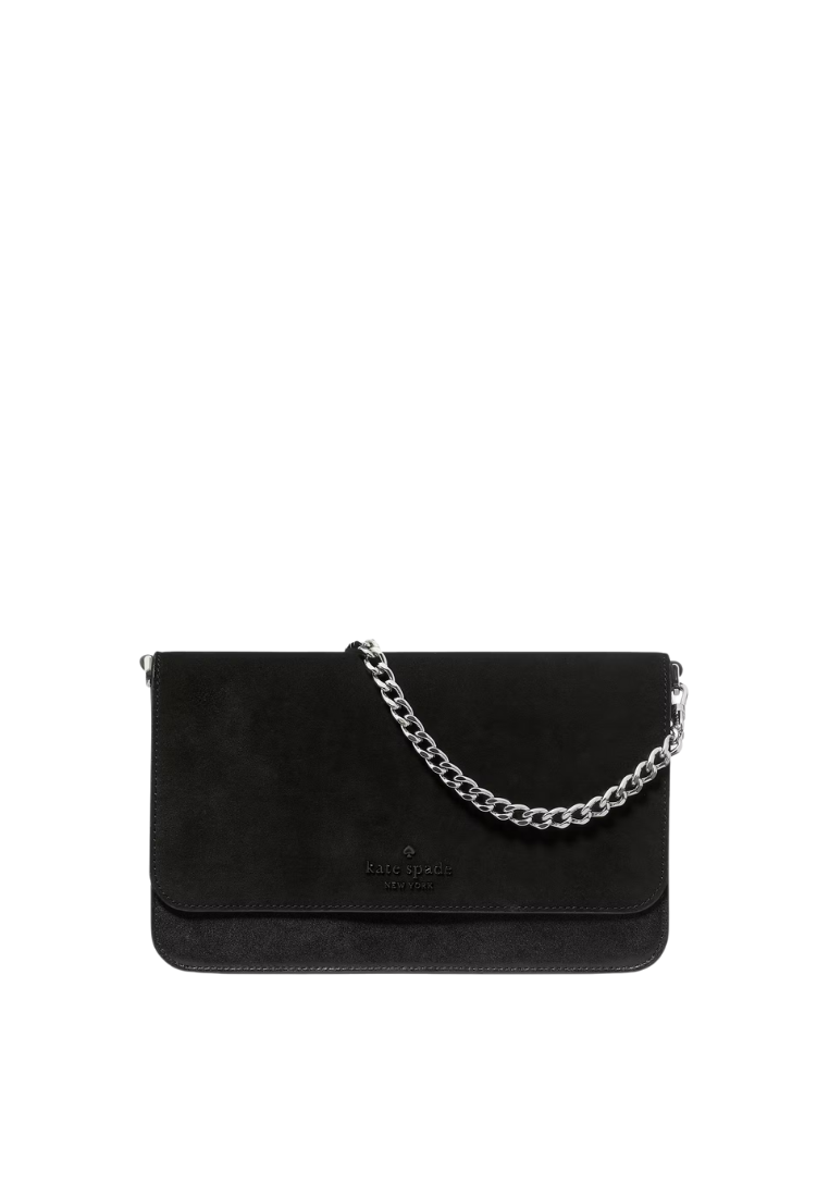 ( PREORDER ) Kate Spade Madison Willow Medium Convertible Crossbody Bag In Black Suede KM657
