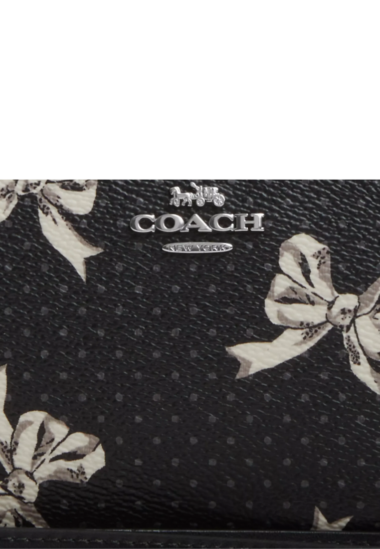 Coach Long Zip Around Wallet With Bow Print In Black Multi CZ327