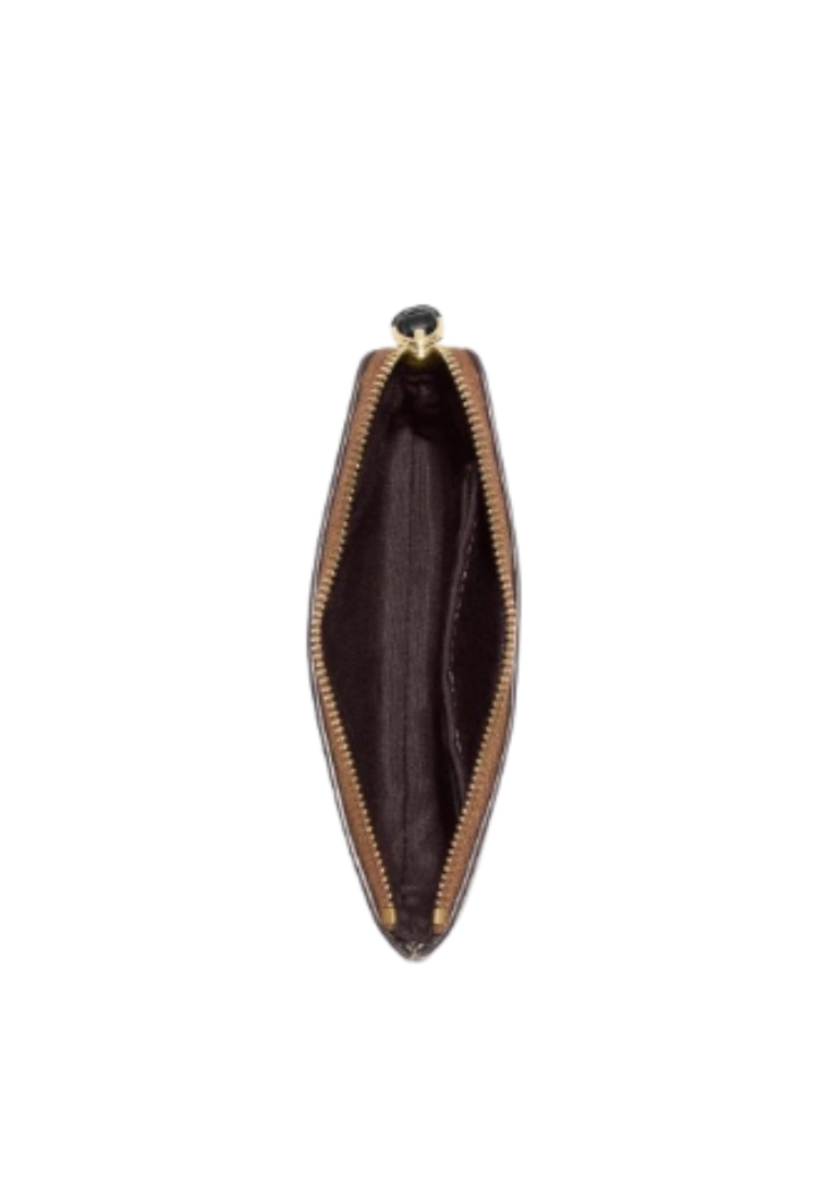 Coach Corner Zip Wristlet Micro Signature Canvas In Khaki Black CJ792