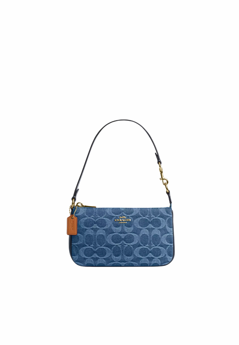 ( PREORDER ) Coach Nolita 19 In Signature Denim Shoulder Bag In Gold Indigo CDE31
