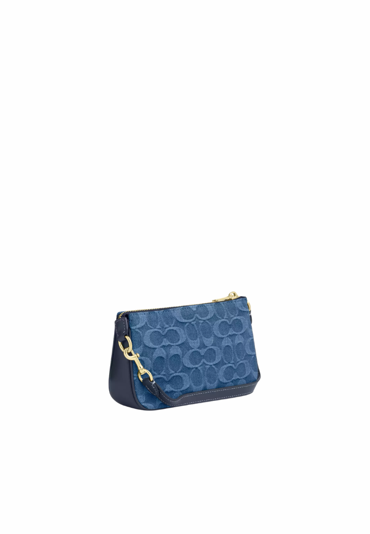 ( PREORDER ) Coach Nolita 19 In Signature Denim Shoulder Bag In Gold Indigo CDE31