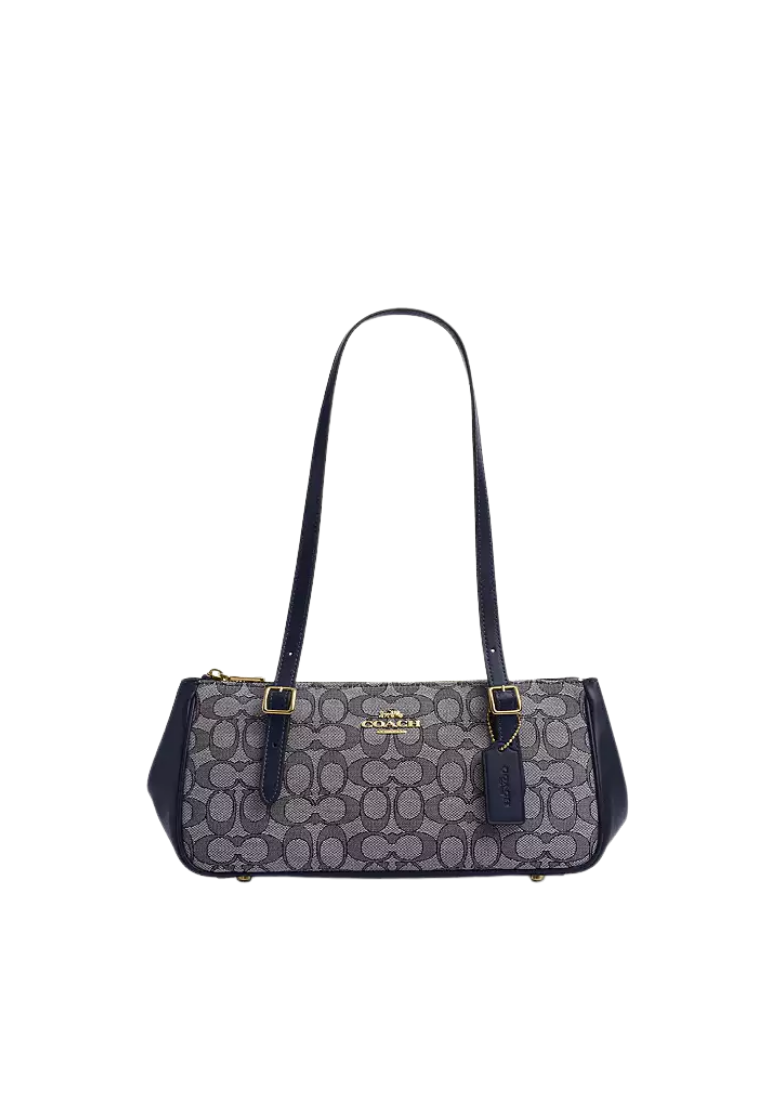 ( PREORDER ) Coach Asher In Signature Jacquard Shoulder Bag In Midnight Navy CBJ03