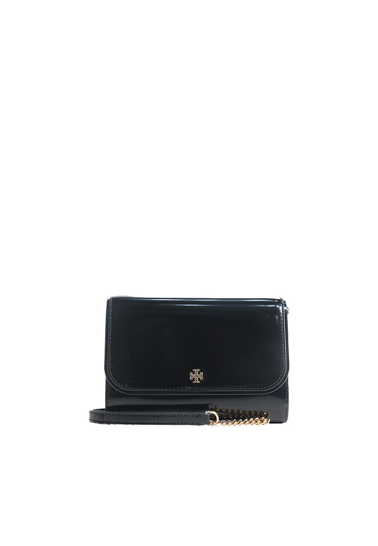 Tory Burch Emerson Smooth Chain Wallet In Black 176976