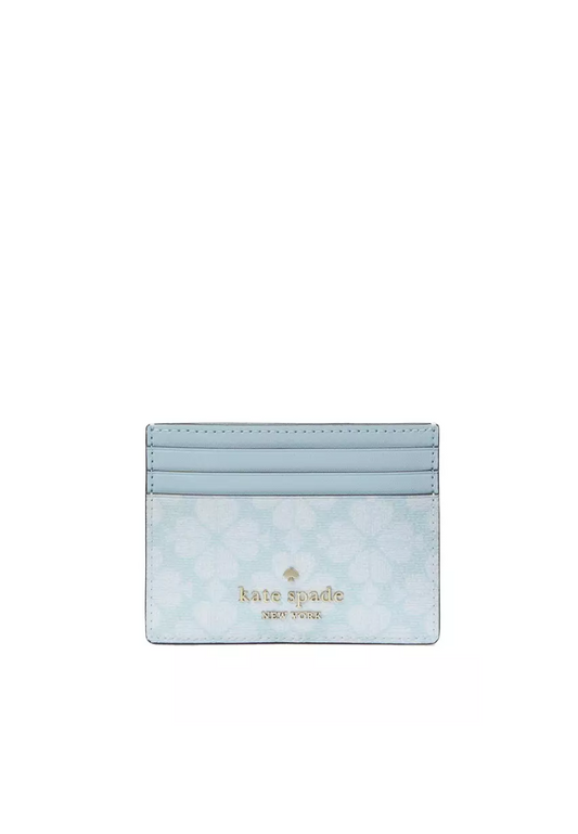 Kate Spade Flower PVC Small Slim Card Case In Blue Glow KG492