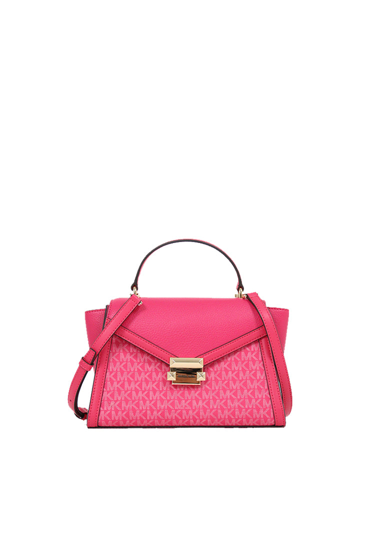 Michael Kors Whitney Medium Logo Satchel Bag In Electric Pink 35R4GWHS2V