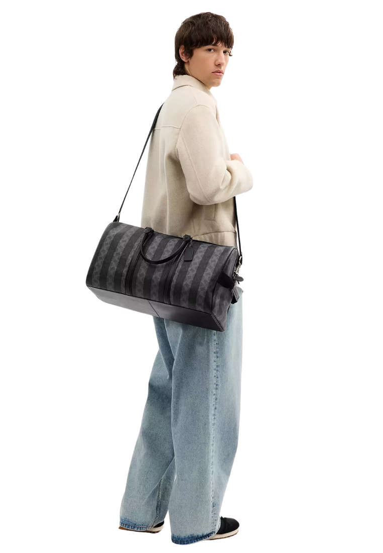 ( PREORDER ) Coach Venturer In Signature Canvas With Stripes Duffle Bag In Grey CDX94