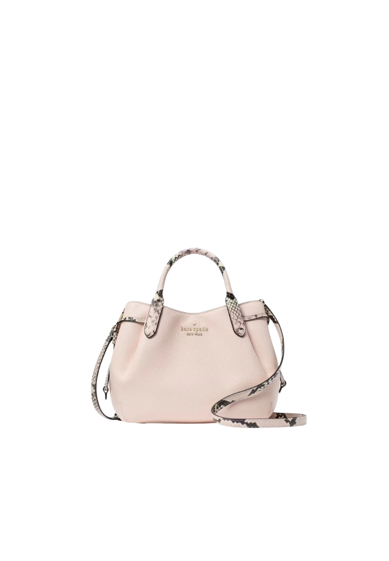 Kate Spade Dumpling Satchel Bag Pebble and Snake Embossed Small In Shimmer Pink KK095