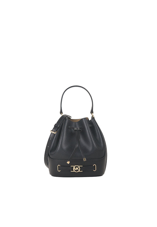 Michael Kors Reed Medium Leather Belted Bucket Bag In Black 35F4G6RM2T