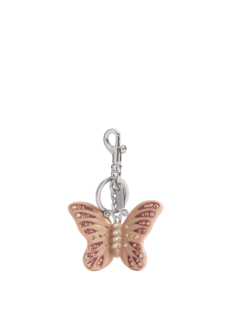 ( PREORDER ) Coach Butterfly Bag Charm In Silver Cream CCD44