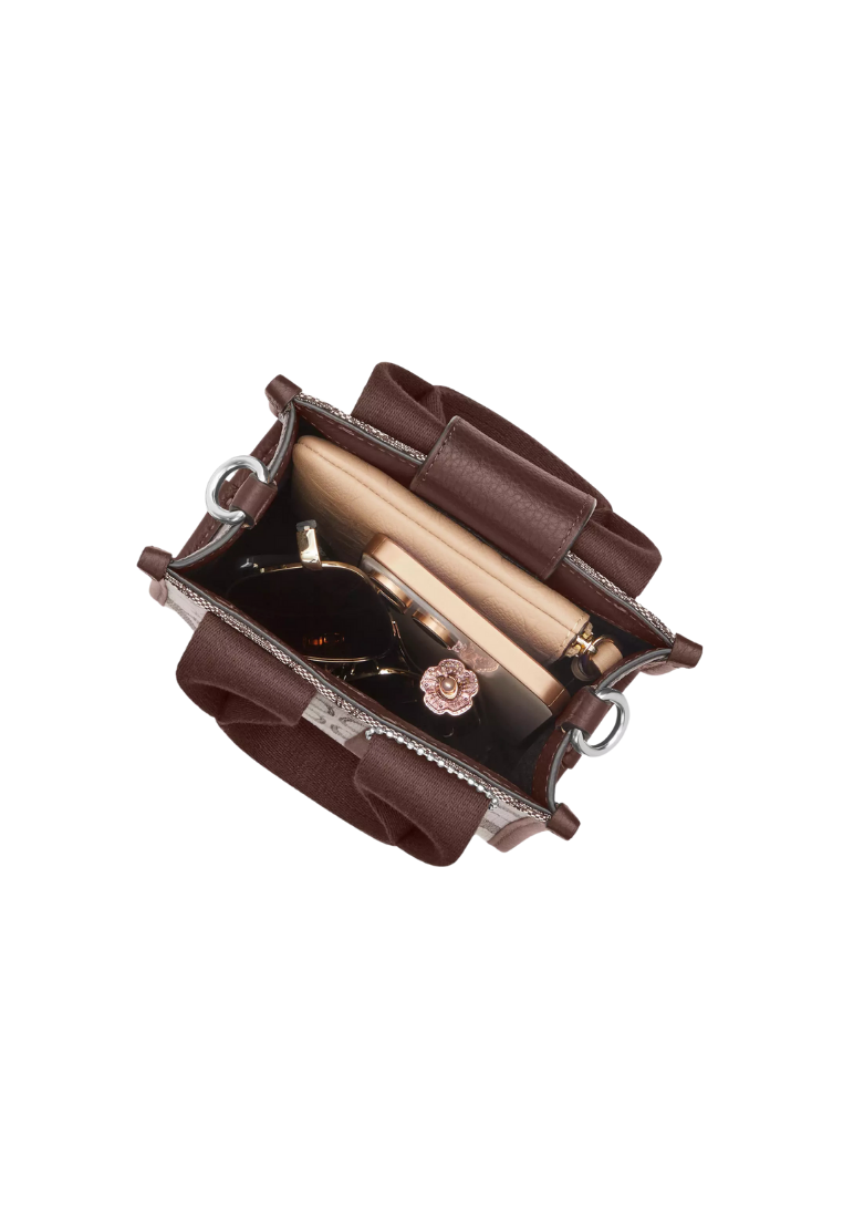 ( PREORDER ) Coach Smith Mini In Signature Jacquard Tote Bag In Silver Oak Maple CCL75