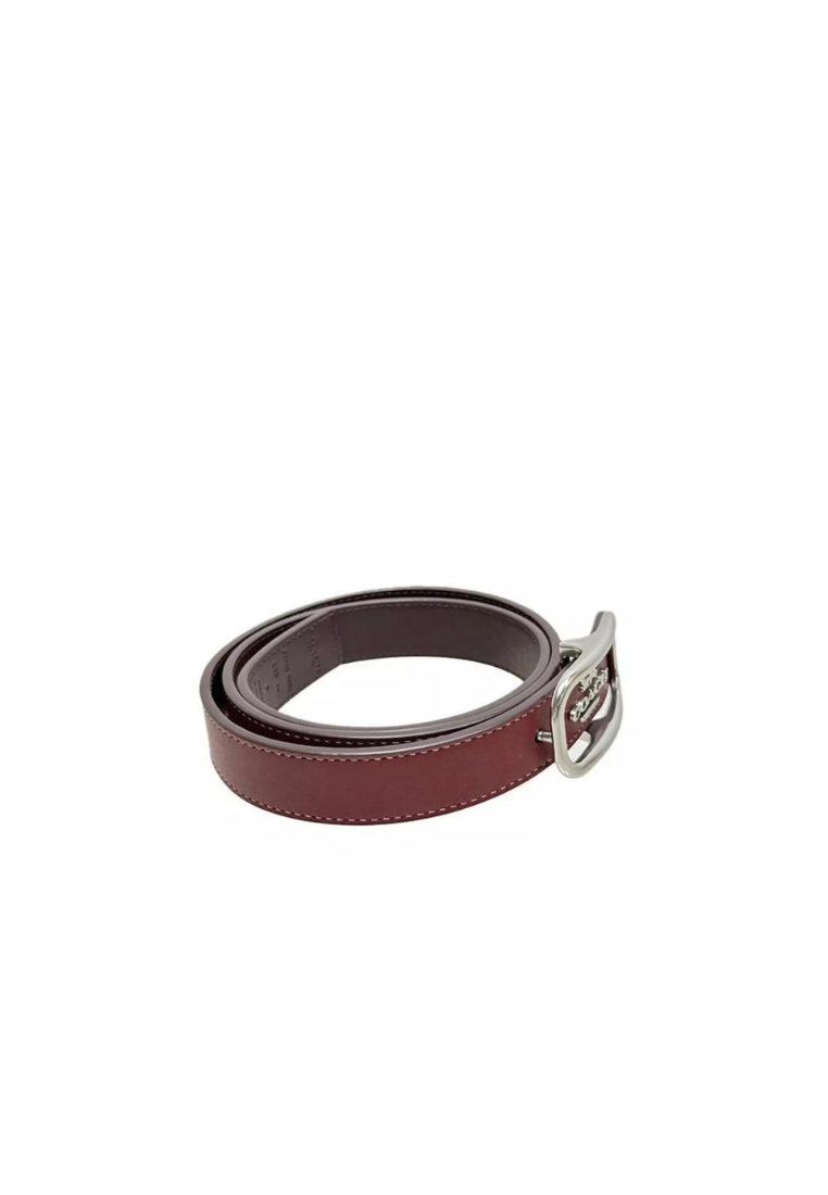 Coach Morgan Rectangle Buckle Belts In Silver Wine Oxblood CE969