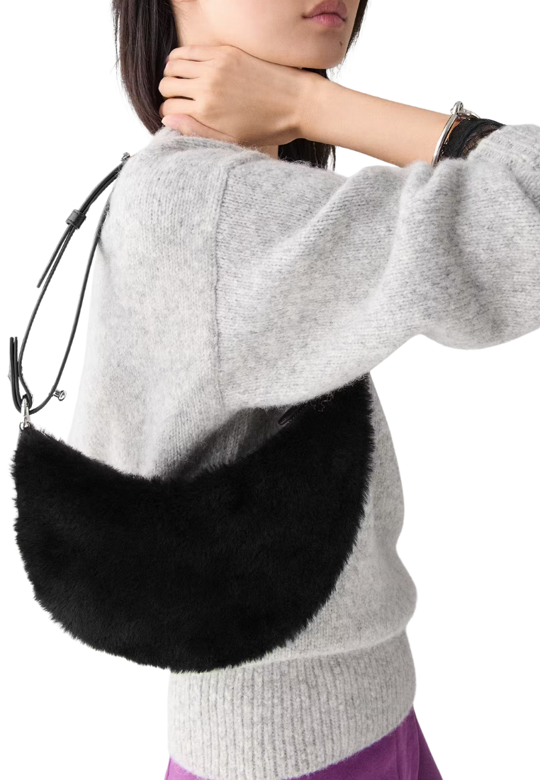 ( PREORDER ) Kate Spade Duo Shearling Bear Crossbody Bag In Black Multi KN277