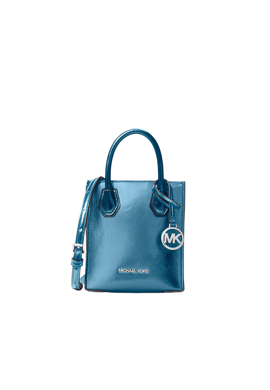 Michael Kors Mercer XS Crossbody Bag Patent In Teal 35H3SM9C0M
