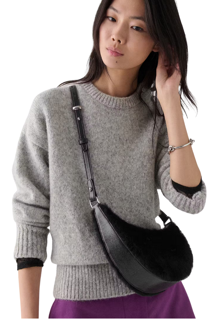 ( PREORDER ) Kate Spade Duo Shearling Bear Crossbody Bag In Black Multi KN277