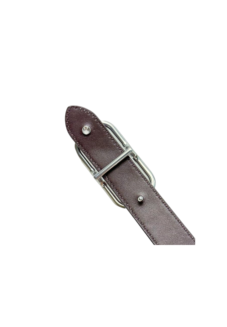 Coach Morgan Rectangle Buckle Belts In Silver Wine Oxblood CE969