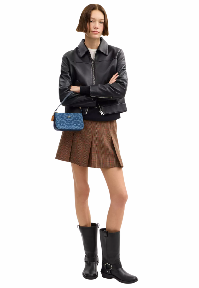 ( PREORDER ) Coach Nolita 19 In Signature Denim Shoulder Bag In Gold Indigo CDE31