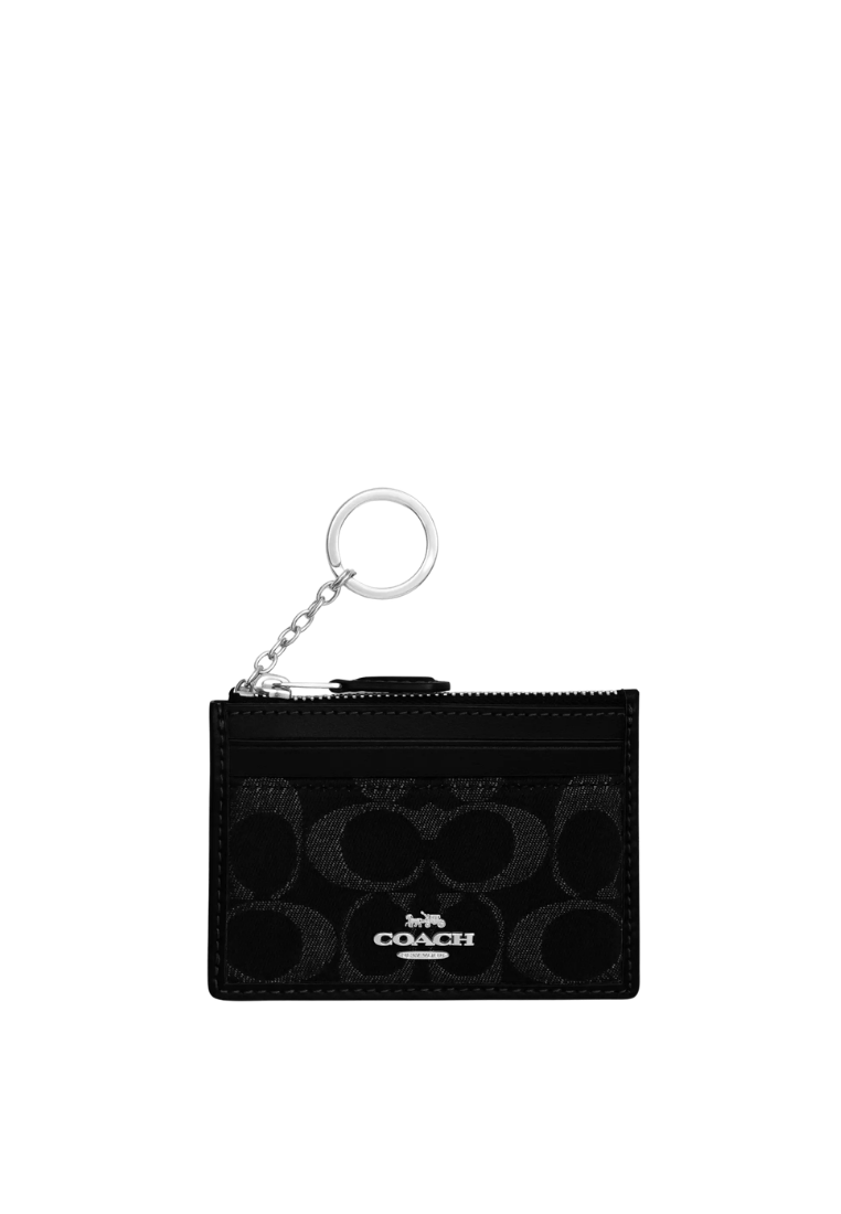 ( PREORDER ) Coach Mini Skinny Id In Signature Denim Card Case In Black CDN29