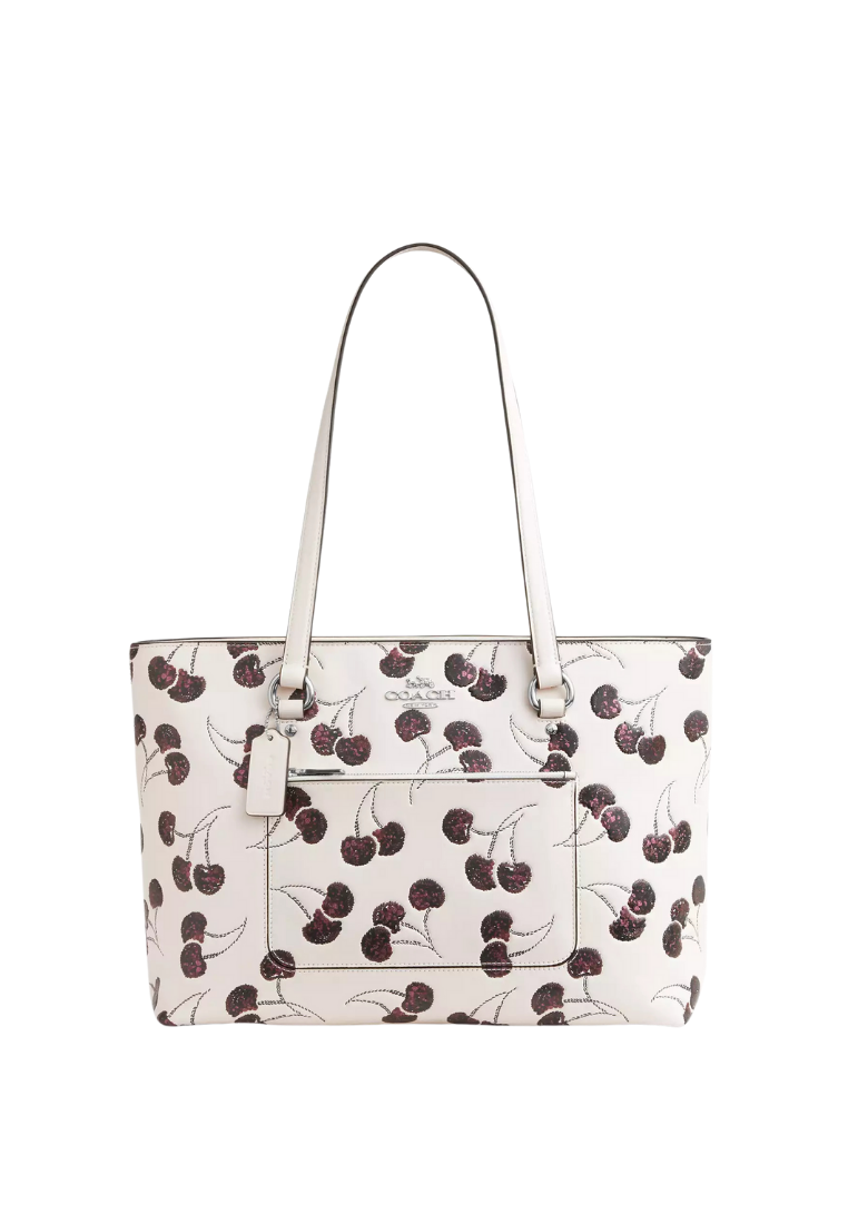 ( PREORDER ) Coach Station With Cherry Print Tote Bag In Silver CCZ14