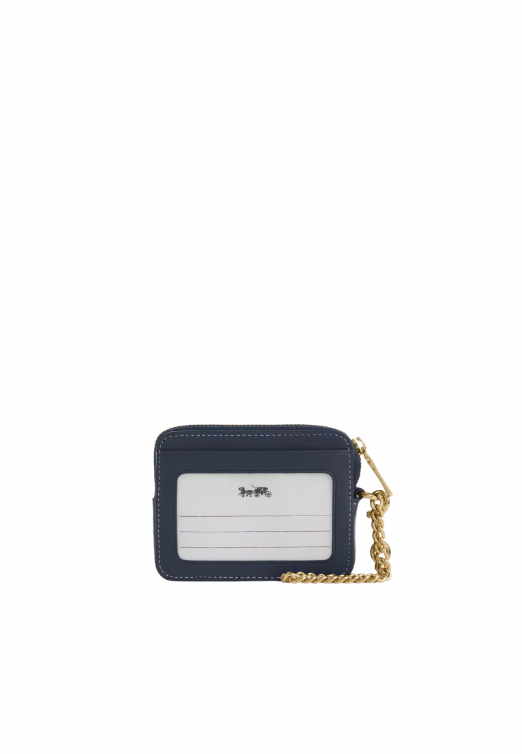 ( PREORDER ) Coach Zip in Signature Denim Card Case In Gold Indigo CDM29