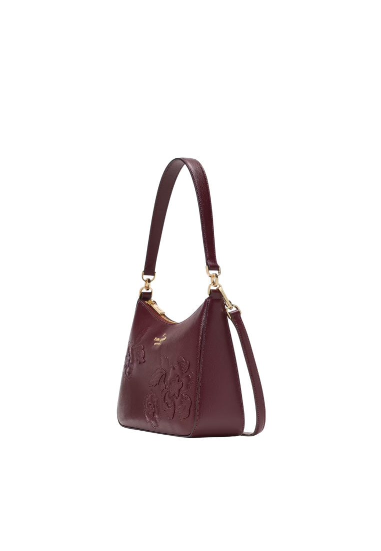 ( PREORDER ) Kate Spade Margot Floral Applique Shoulder Bag In Dark Merlot KM139