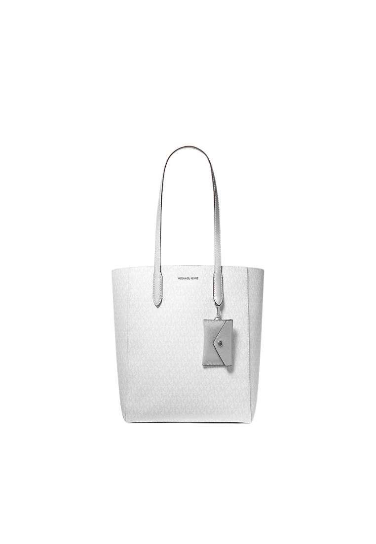 Michael Kors Vincent Large Logo Tote Bag With Logo Card Case In Silver 35F4S2VT7V