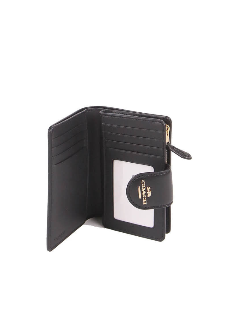 Coach Signature Medium C0082 Corner Zip Wallet In Khaki Black