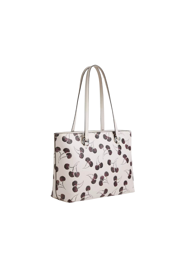 ( PREORDER ) Coach Station With Cherry Print Tote Bag In Silver CCZ14