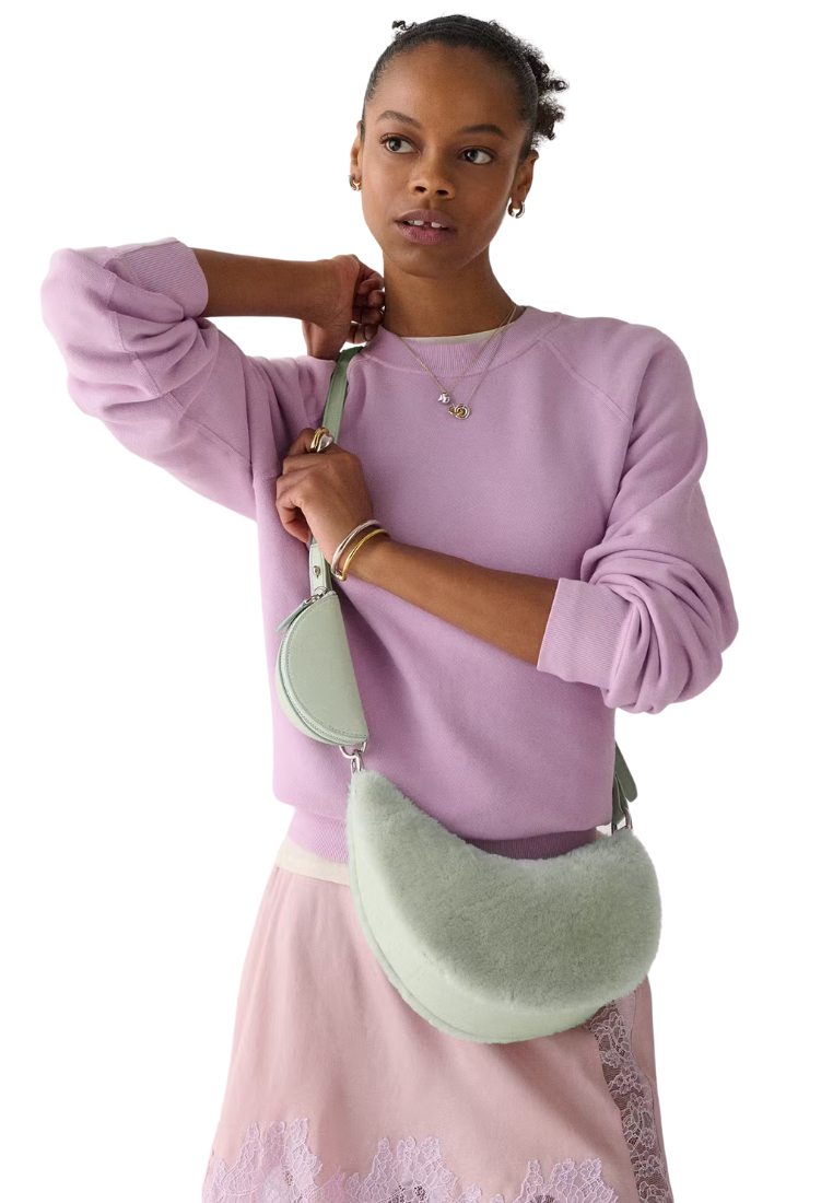 ( PREORDER ) Kate Spade Duo Shearling Crossbody Bag In Mint Frosting KN415